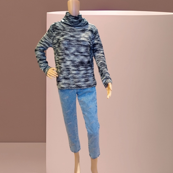 Jacqueline de Yong Women's Black/Gray Marled Turtleneck Knit Sweater - Picture 2 of 16